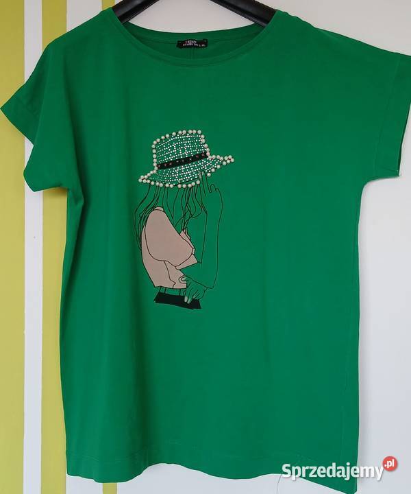 LXL4648 Bawełniany zielony tshirt nowy Newery Gliwice