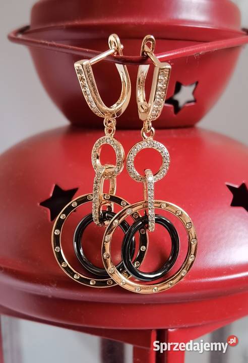 Eleganckie kolczyki ceramiczne złote Kołobrzeg