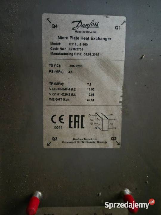 Wymiennik płytowy do freonu glikol Danfoss