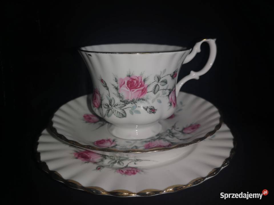 Filiżanka z talerzykiem deserowym roze Anglia Gdańsk sprzedam
