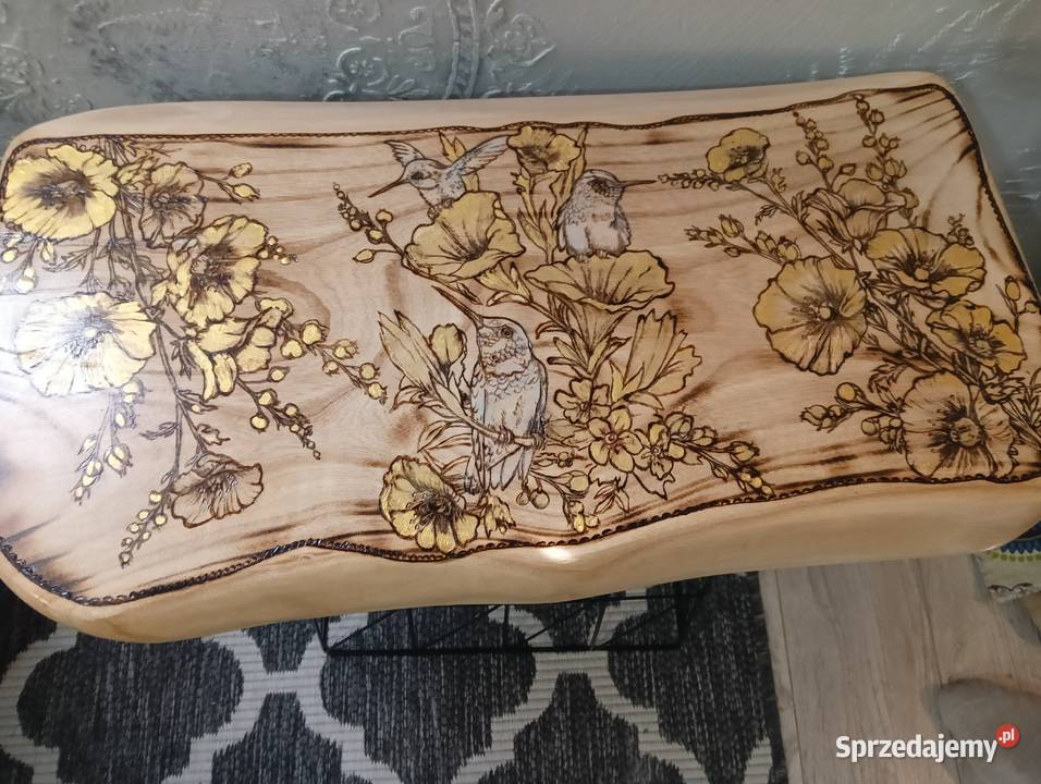 Stolik kawowy ręcznie wypalany plaster brzozy sprzedam