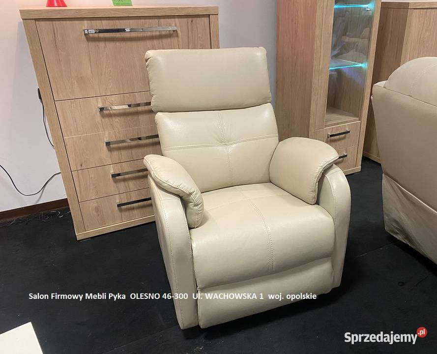 Nowy Fotel 80 RELAX Bujany Obrotowy SKÓRA Outlet Fotele Olesno sprzedam