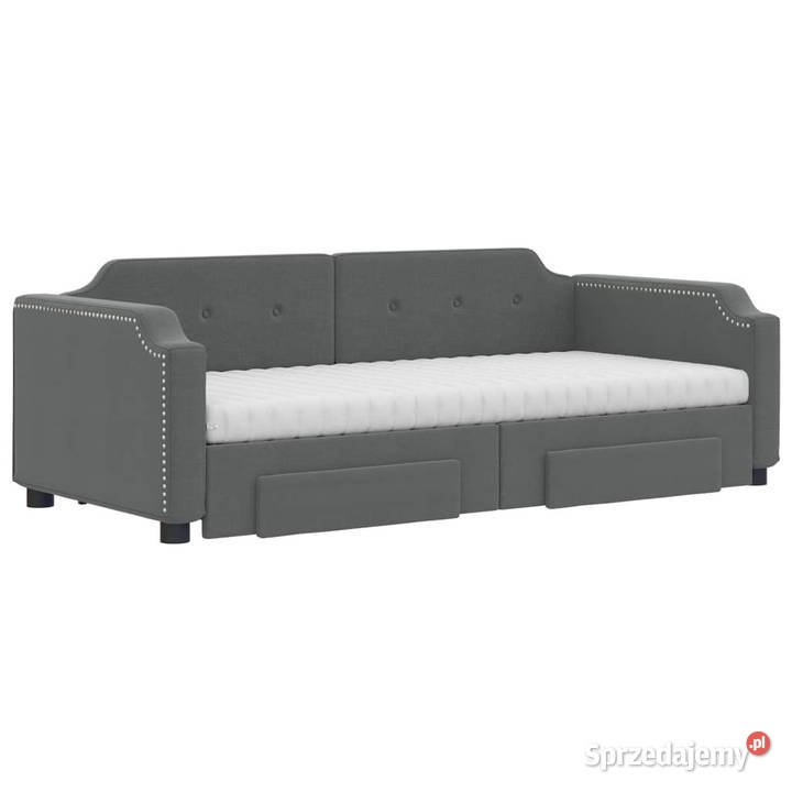 Sofa rozsuwana z szufladami ciemnoszara tkanina Warszawa
