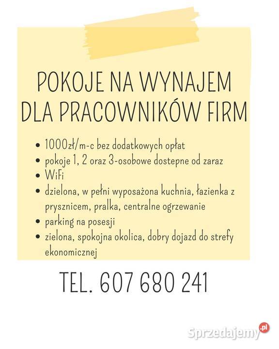 Kutno Pokoje na wynajem rooms for rent 2 piętra