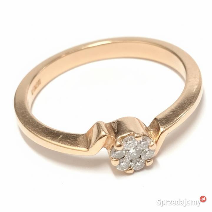 Złoty pierścionek 14K różowe złoto 585 diamenty mazowieckie
