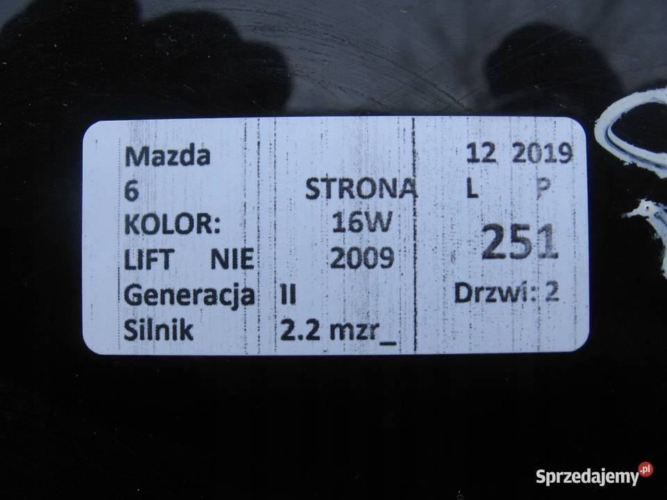 KLAPA TYŁ A3F MAZDA 6 II Zbierkowo sprzedam