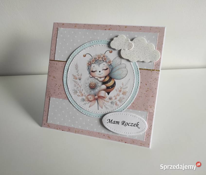 Kartka ręcznie robiona na urodziny roczek Łódź