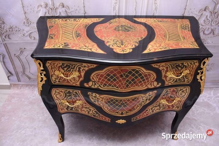 Komoda Szafa Boulle Liczne Zdobienia Drewno Brąz Kraków