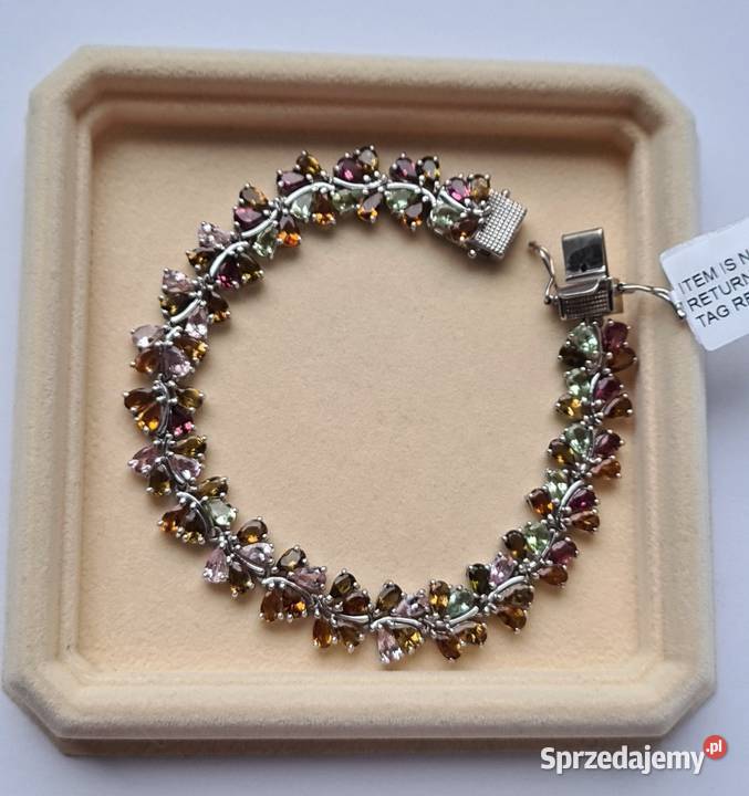 Srebrna bransoletka z kolorowymi turmalinami Bransoletki mazowieckie Otwock