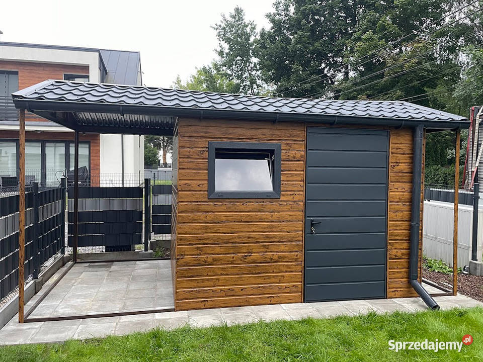 Domek ogrodowy 325m zadaszenie złoty dąbgrafit Olsztyn