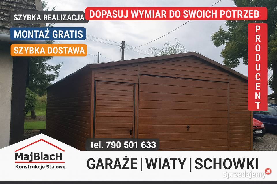 Garaż Blaszany Dwuspadowy ORZECH SZYBKI MONTAŻ Goleniów