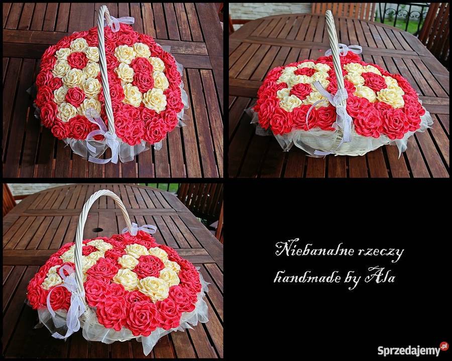 Kosz z kwiatami prezent jubileusz urodziny łódzkie Kutno