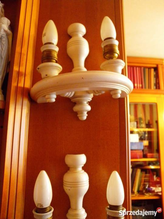 Kinkiety białe drewniane komplet 2 sztuki Katowice