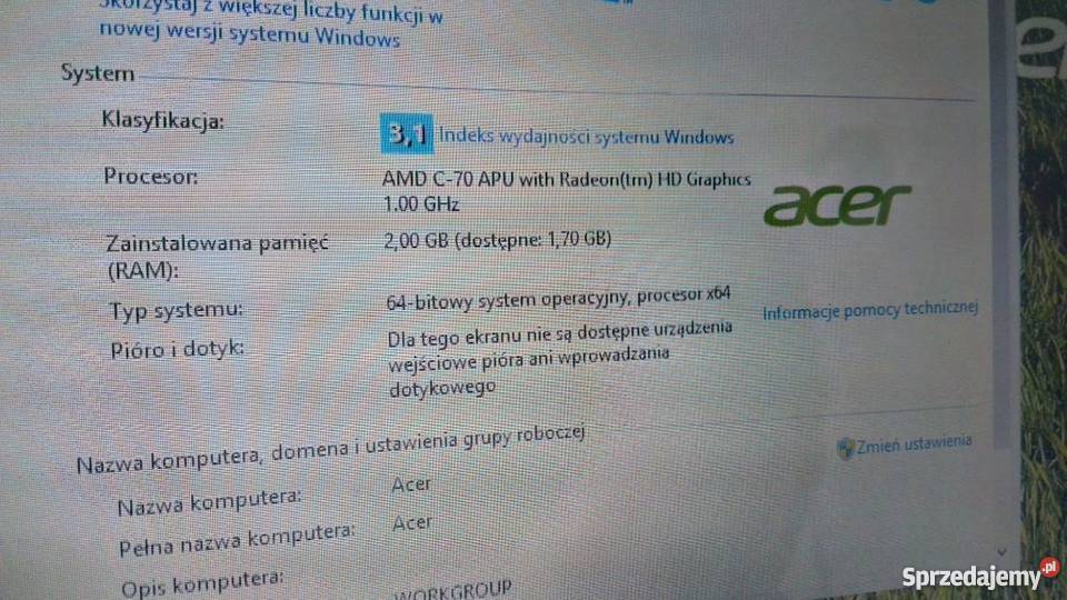 Acer Aspire V5 2GB RAM 320GB dysk usb 30 win7 Warszawa
