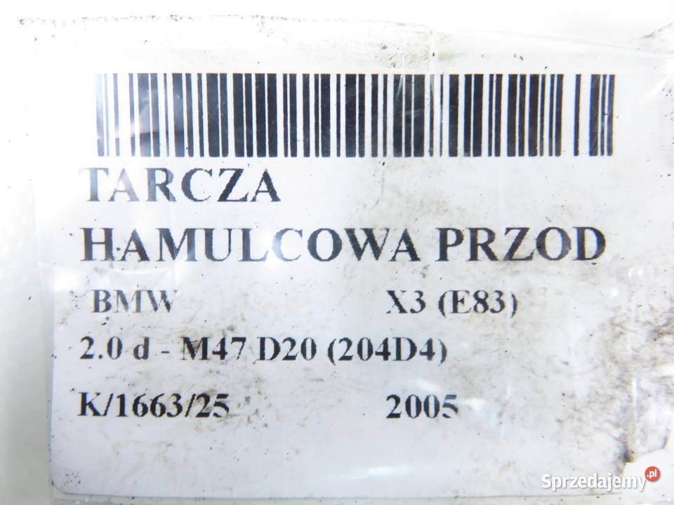 TARCZE HAMULCOWA PRZÓD BMW X3 E83 20 d