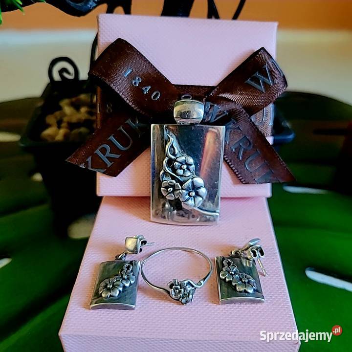 Srebrny 925 kwiatowy zestaw biżuterii Warszawa