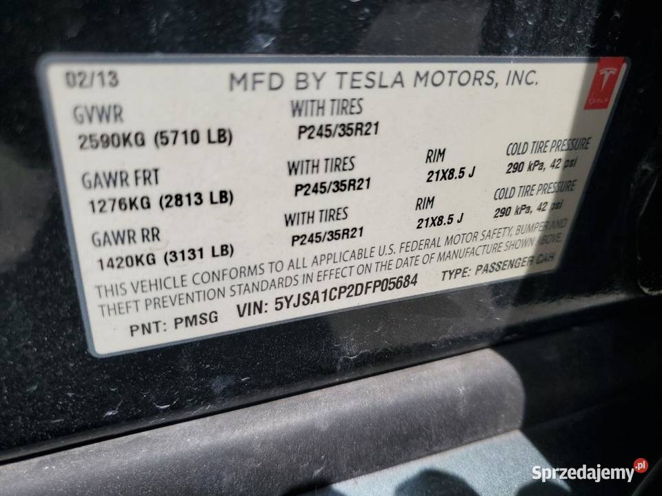 2013 TESLA MODEL S Częstochowa