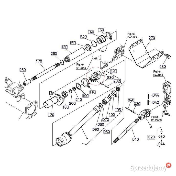 Wałek Cardana 14T 14T 95 mm Kubota B2420 L3108 Tajęcina