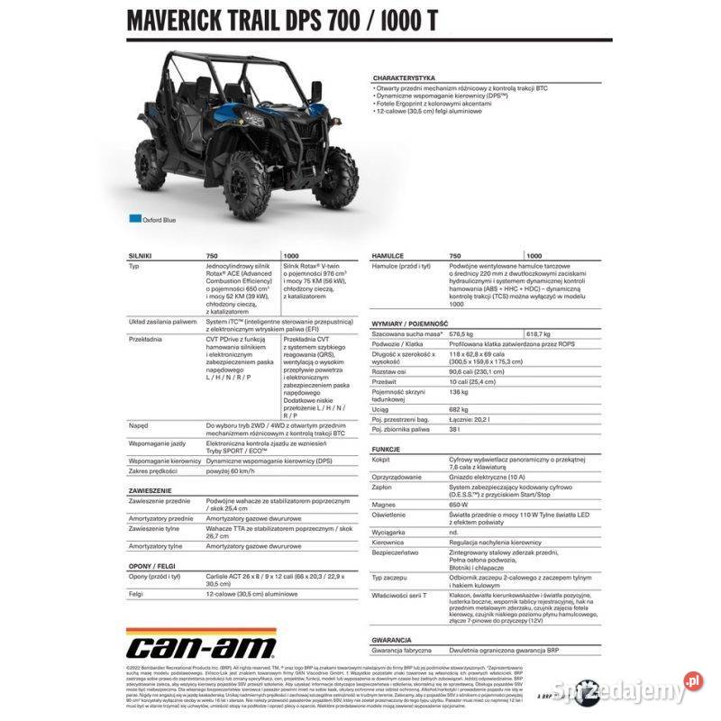 CANAM Maverick Trail DPS T 700 Oxford Blue T2b sprzedam