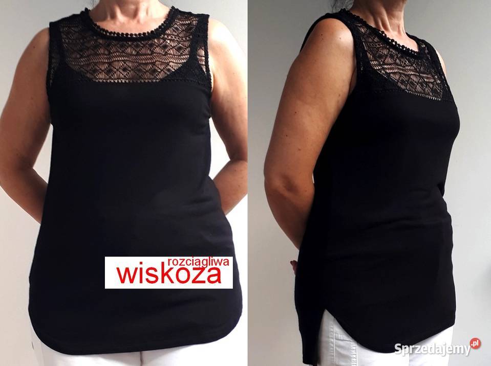 Bluzka czarna koronka S 36 HM wiskoza Warszawa