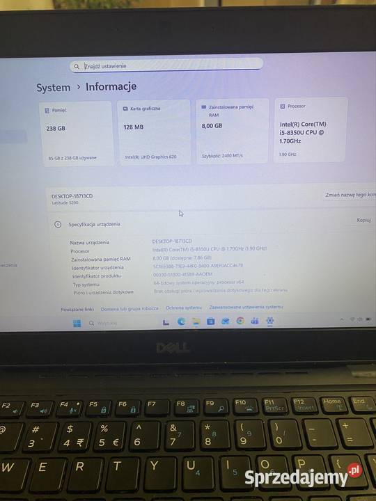 Dell Latitude 5290 i58generacja Nowa bateria śląskie Węglowice
