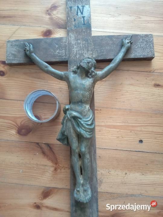 Stary krucyfiks zeliwny Antyki Gdów
