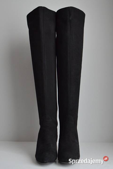 Zamszowe kozaki Minelli prawie kolano na szpilce Białystok