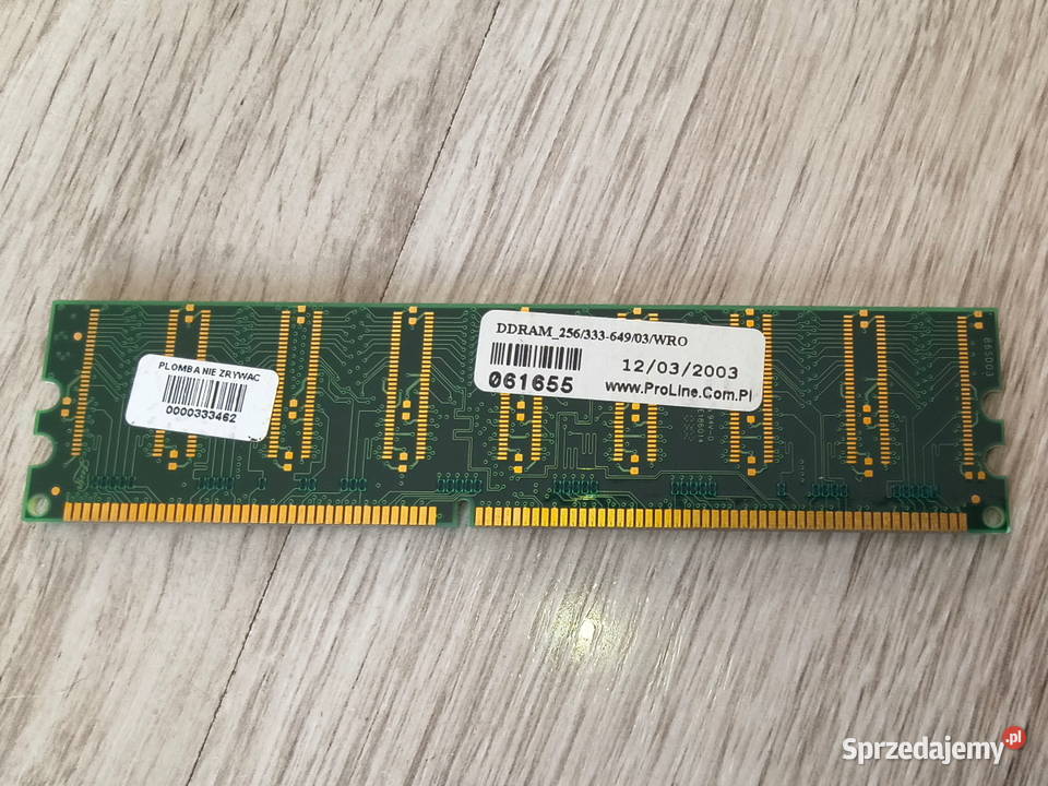 Kość pamięci SpecTek 256mb pc2700 ddr 333Mhz Pojemność 256MB Topola Wielka