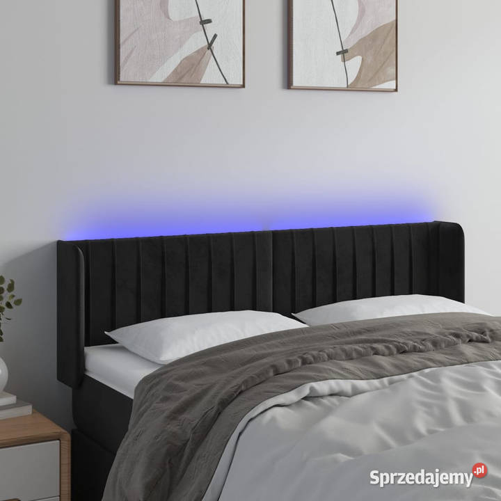 Zagłówek do łóżka z LED czarny 147x16x7888