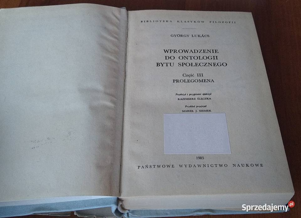 Wprowadzenie do ontologii bytu społecznego III 3 twarda z obwolutą Gdańsk