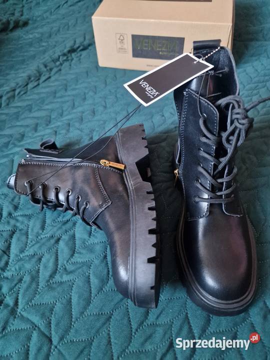 NOWE Buty VENEZIA czarne botki skóra naturalna skóra Wrocław sprzedam