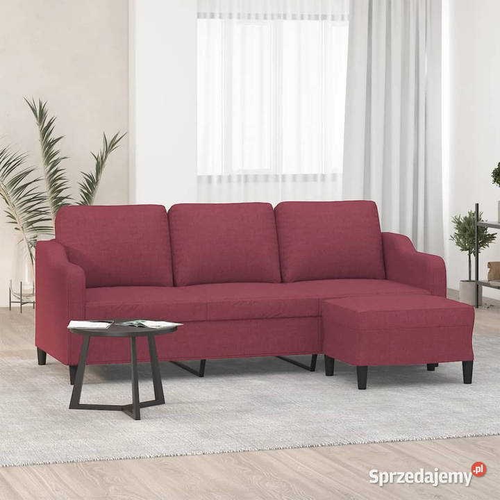 3osobowa sofa z podnóżkiem winna czerwień 180 Warszawa
