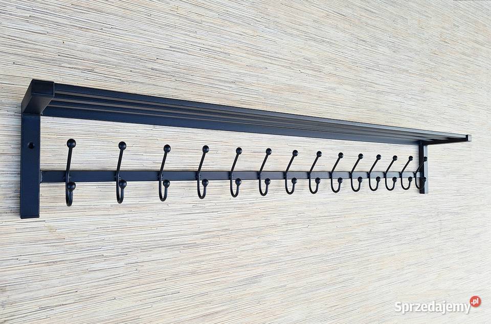 Wieszak 140 metalowy z półką czarny z metalu Siepraw