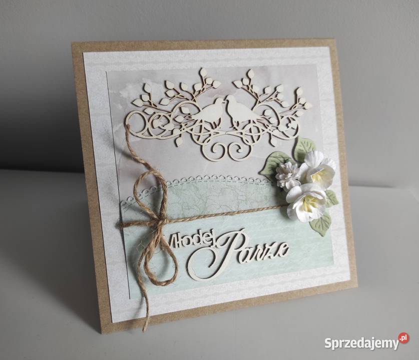 Kartka ręcznie robiona ślub ptaki łódzkie Łódź