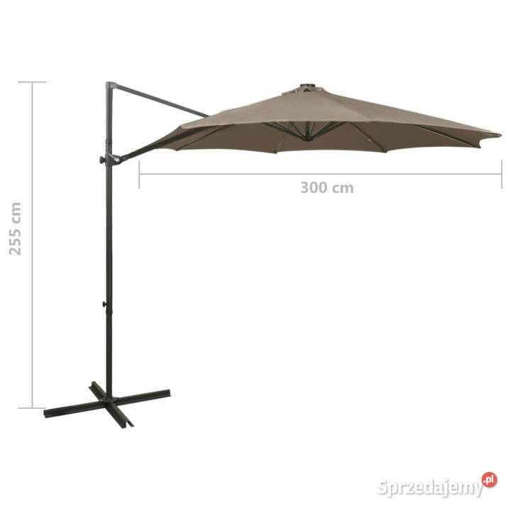 Parasol wiszący z lampkami LED i słupkiem 300 Warszawa