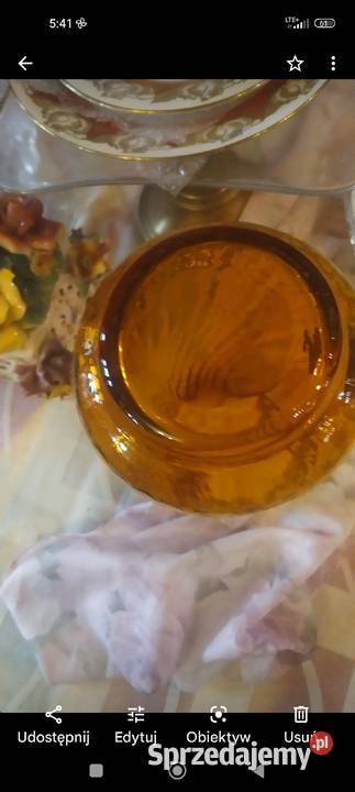 Dzbanek bursztynowy szkło kryształowe kanelowane Wrocław