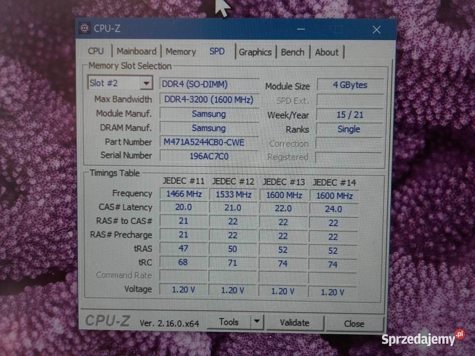 RAM Samsung DDR4 4GB laptopowa 3200MHz CL22 12V