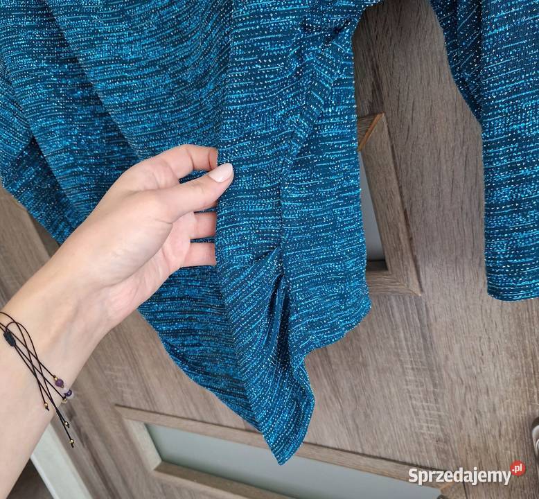 Śliczna włoska morska błyszcząca bluzka