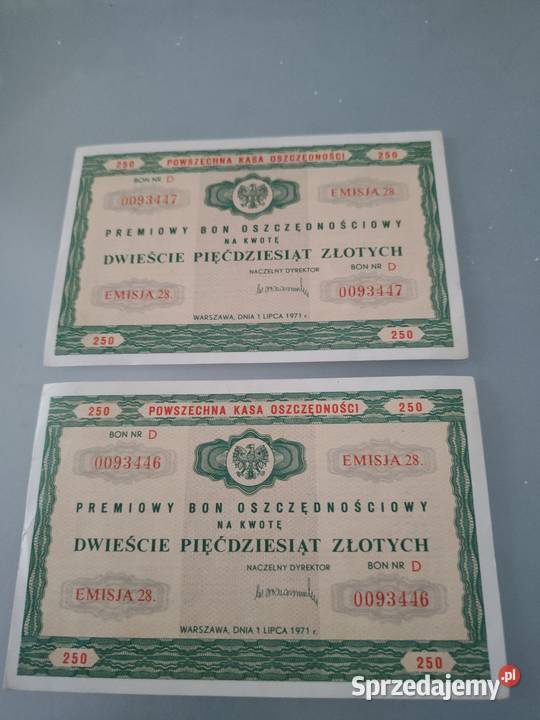 Premiowane bony oszczędnościowe Luboszewy sprzedam