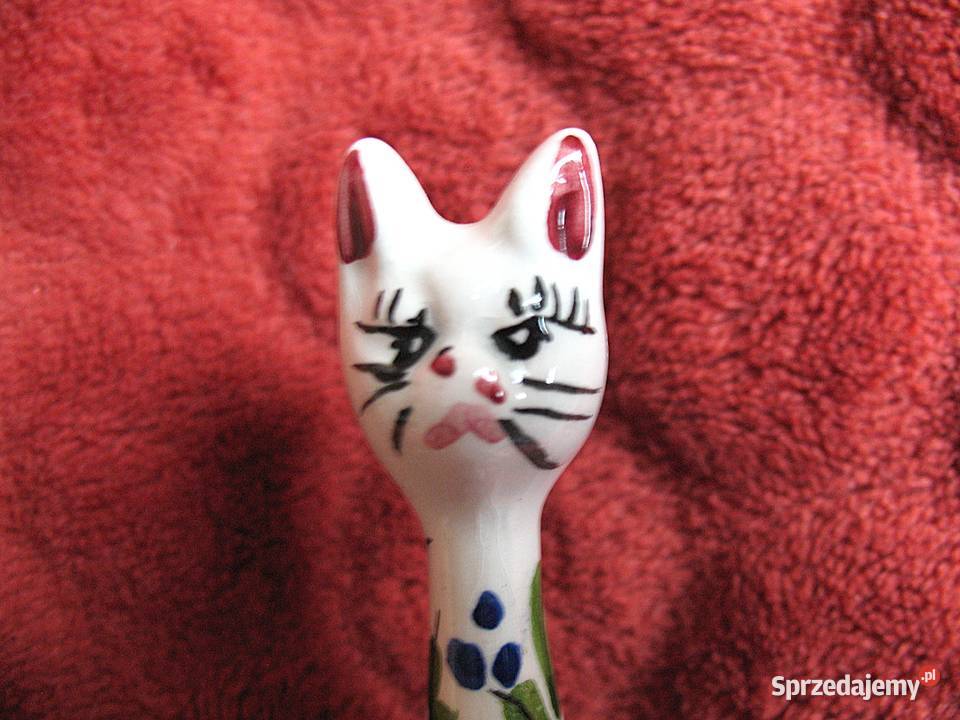 Kot ręcznie malowany kotek stara figurka