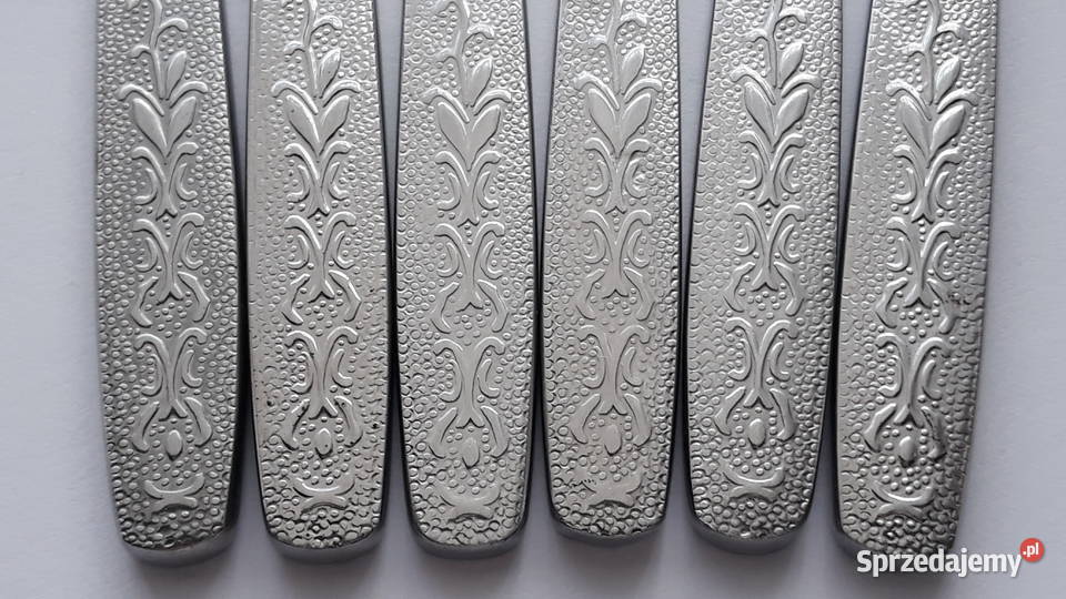 Noże obiadowe 2 ROŚLINNY Gerlach sztućce PRL śląskie Dąbrowa Górnicza