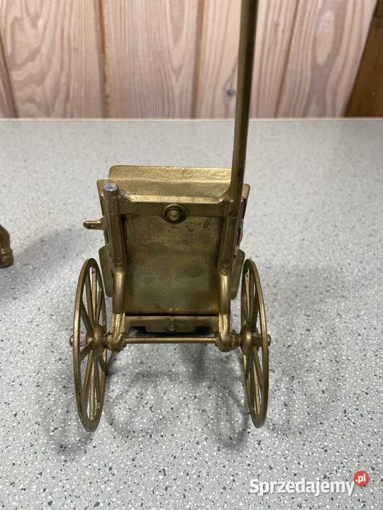 Mosiężny koń z wozem figura Antyk Rzeszów