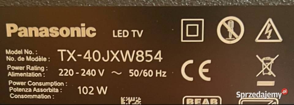 Telewizor PANASONIC TX40JXW854 Częstochowa sprzedam