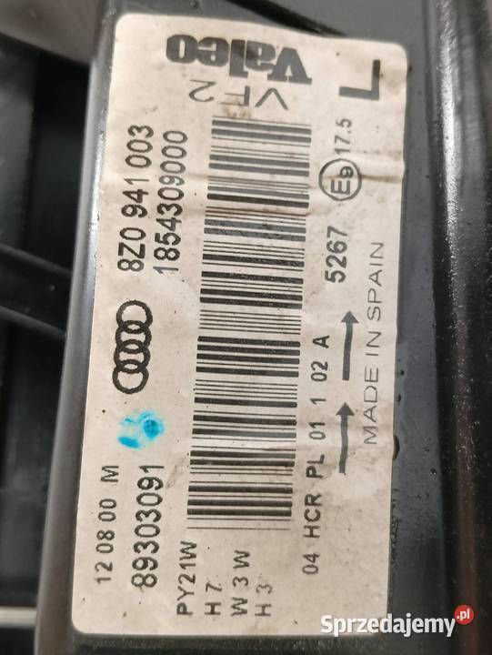 LAMPA PRZÓD LEWA EUROPA 8Z0941003 Audi A2 I