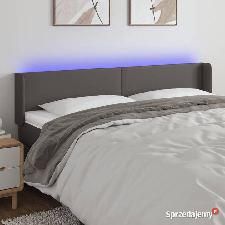 Zagłówek do łóżka z LED szary 203x16x7888 mazowieckie Warszawa
