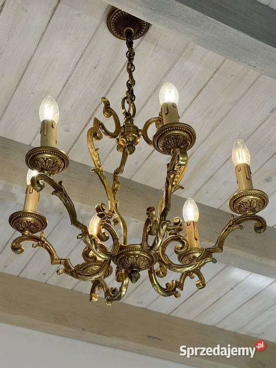 Francuski Żyrandol 51 mosiądz 6ram Antyk Lampa Warszawa