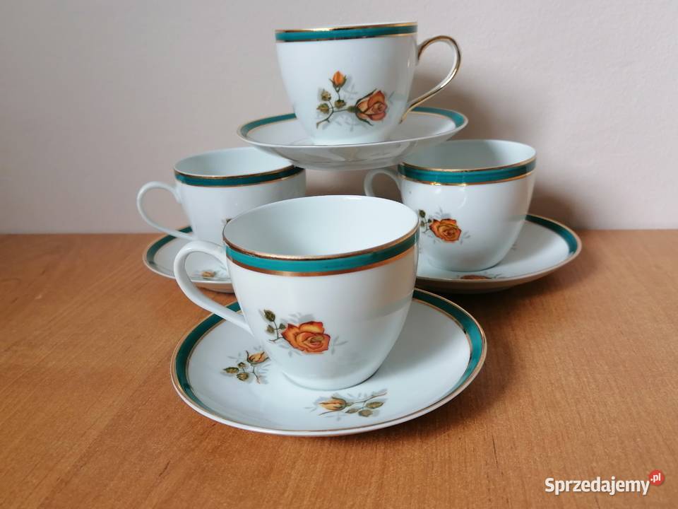 Cztery duety zielono brązowe różyczki Wawel PRL Wałbrzych sprzedam