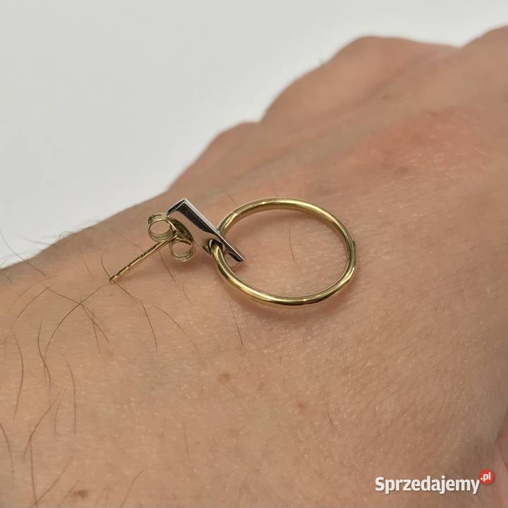 Złote kolczyki 585 14K dwukolorowe koła