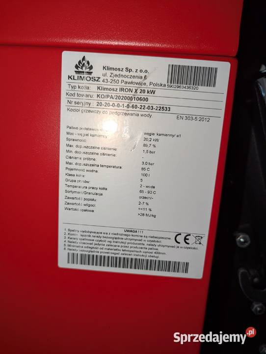 Klimosz Iron X 20kW Kocioł zasypowy na drewno i Busko-Zdrój