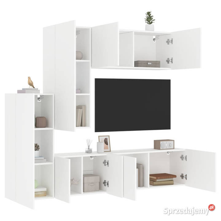 5częściowy zestaw mebli TV biały materiał Warszawa